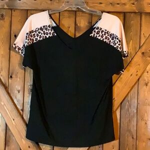 NEW Black and Leopard Print Women's Top